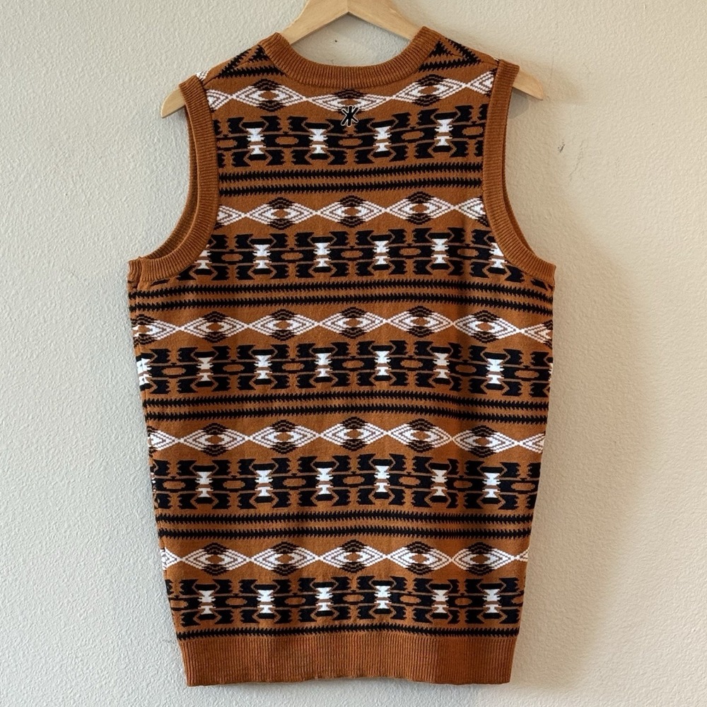 Klew Texas Longhorns Sweater Vest M Burnt Orange Western Aztec NCAA UT - Picture 5 of 8